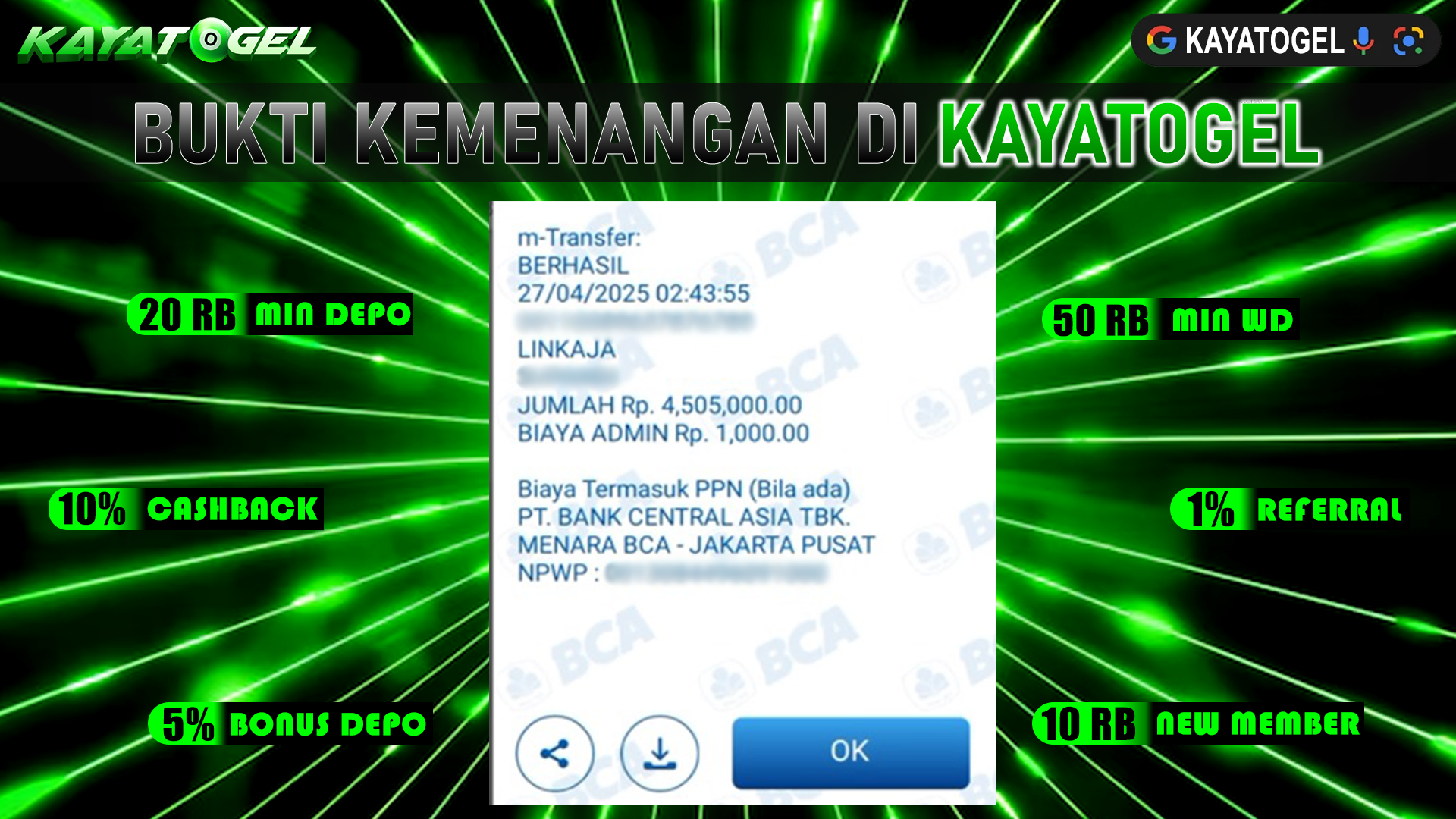 KAYATOGEL JACKPOT TOGEL PASARAN HONGKONG Rp.4.505.000.,- LUNAS