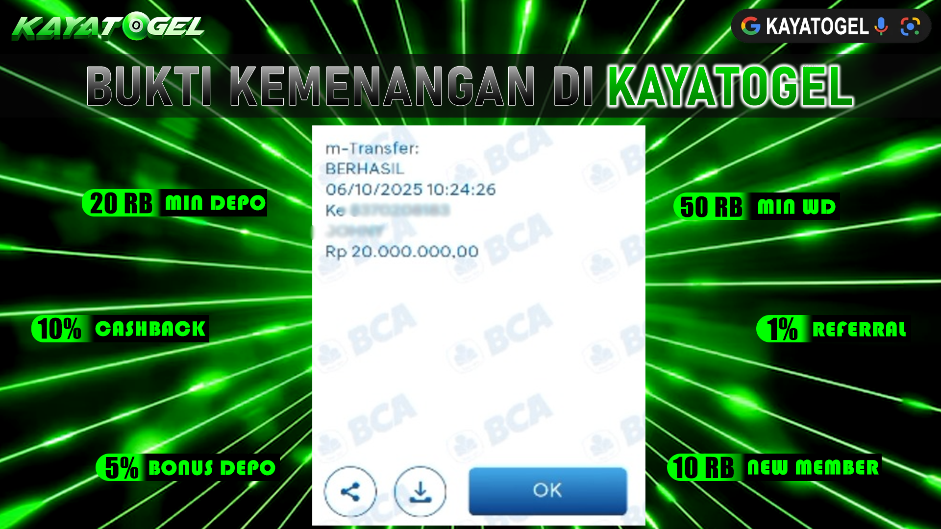 KAYATOGEL JACKPOT SLOT MAHJONG BONANZA Rp.20.000.000.,- LUNAS